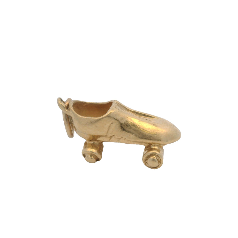 Charm colgante de afición con forma de patín de oro amarillo macizo de 14 kt