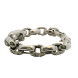 Jai by John Hardy 924 Sterling Silver Forget Me Not Wide Link Chain Bracelet 8.5"