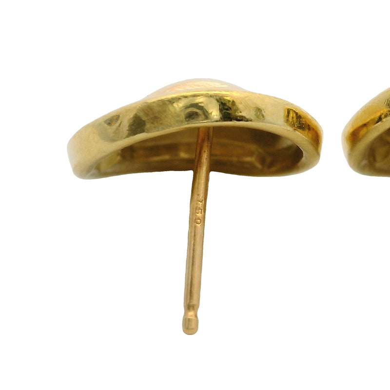 Vintage Robert Lee Morris Solid 18kt Yellow Gold Disc Button 13mm Stud Earrings