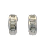 Solid 18kt White Gold and 1.62ctw Baguette Natural Diamond Huggie Omega Back Earrings