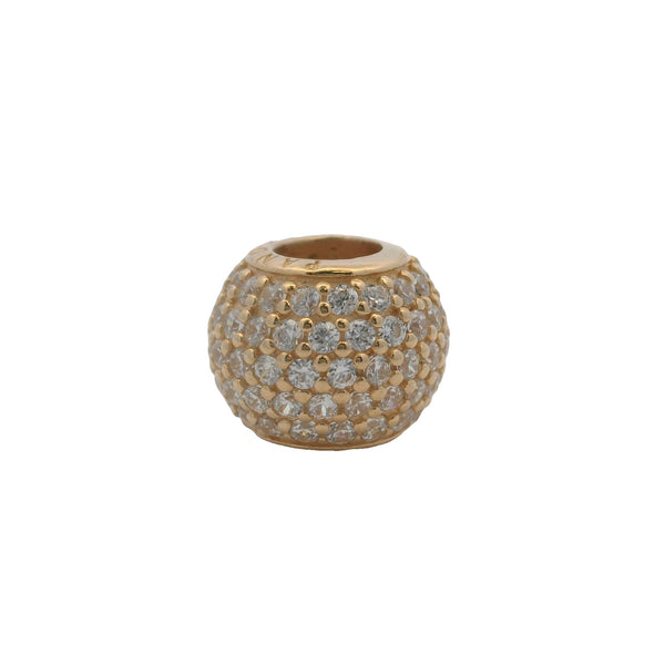 Charm Pandora de oro amarillo macizo de 14 kt con circonitas cúbicas "Luces pavé"