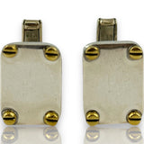 Vintage Solid 925 Sterling Silver Toggle-Back Gold Tone Screw Cufflinks Made in Mexico