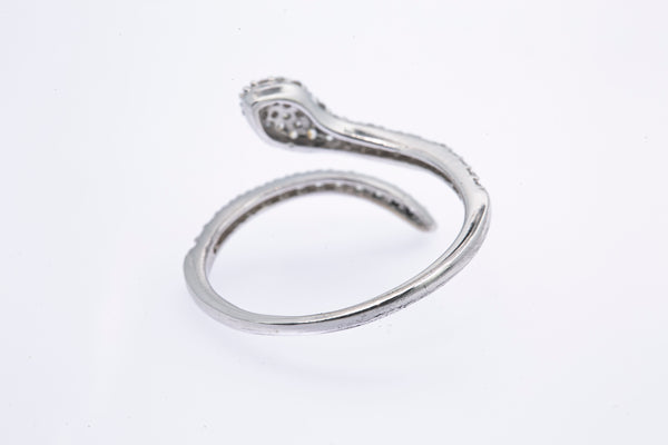 Cubic Zirconia Pave Wrap Snake Band 14K 585 White Gold Ring Size 10 1/2