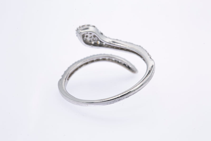 Cubic Zirconia Pave Wrap Snake Band 14K 585 White Gold Ring Size 10 1/2