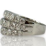 SJM Jewelry Solid 14kt White Gold 11.5mm Wide Graduated White Diamond Cocktail Cluster Ring Size 7