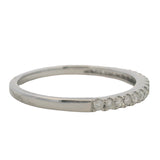 Solid 14kt White Gold and Diamond Thin 2mm Wide Half-Eternity Dainty Band Ring Size 7