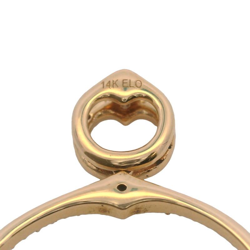 14kt Yellow Gold and Diamond 25mm Circle Compass Pendant