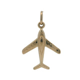 Vintage Italian Solid 14k Yellow Gold Airplane Travel Dangle Charm