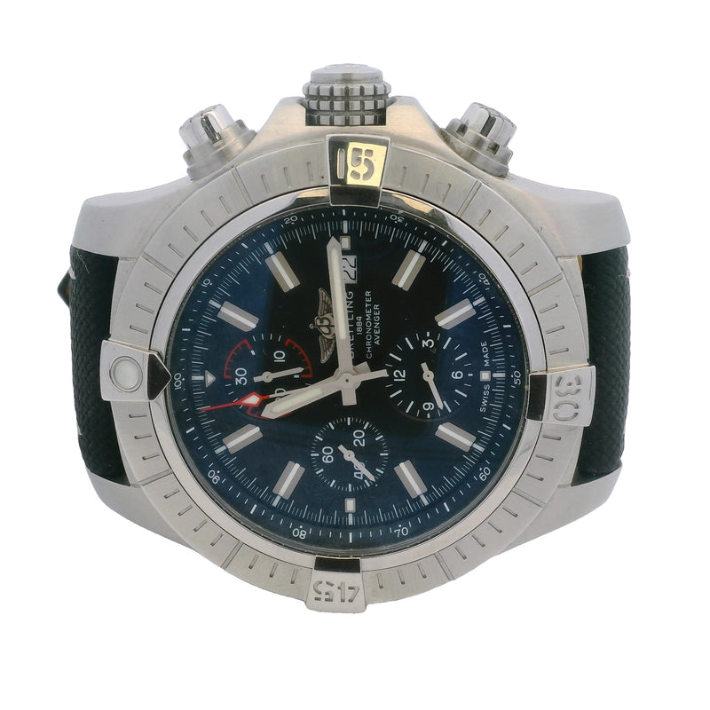 Breitling Super Avenger A13375 48mm Stainless Steel Black Dial Watch