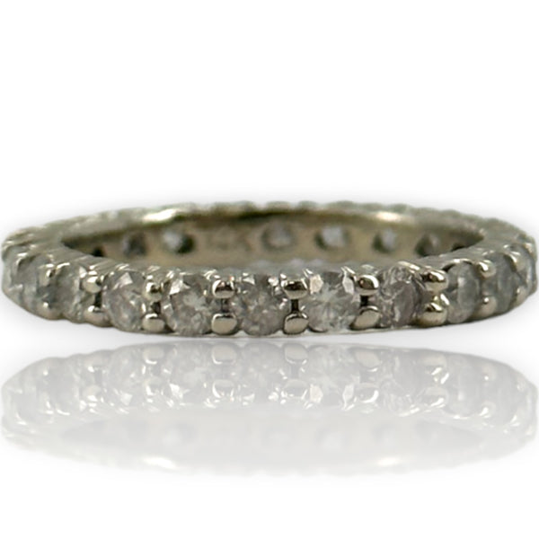 Diamond Eternity Wedding Band Ring Size 5.5 14kt White Gold Rhodium Plated 1ctw