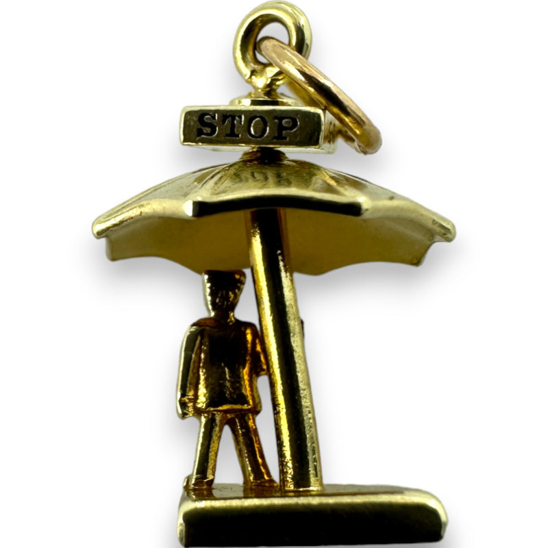 Vintage 1930-50s Walter Lampl rotating "STOP GO" Umbrella Policeman Traffic Charm Pendant