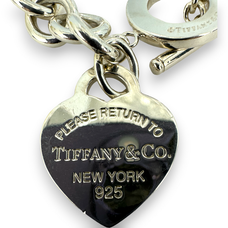 Tiffany & Co Return to Heart Charm Pendant 925 Sterling Silver Toggle Bracelet
