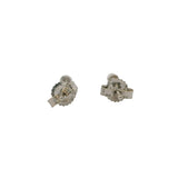 Beny Sofer Solid 14k 585 White Gold Bezel 3 Diamond Cluster Stud Earrings