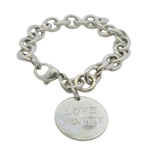 Vintage Tiffany & Co Return to Tiffany 925 Sterling Silver Circle Tag Chain Bracelet 7.5"