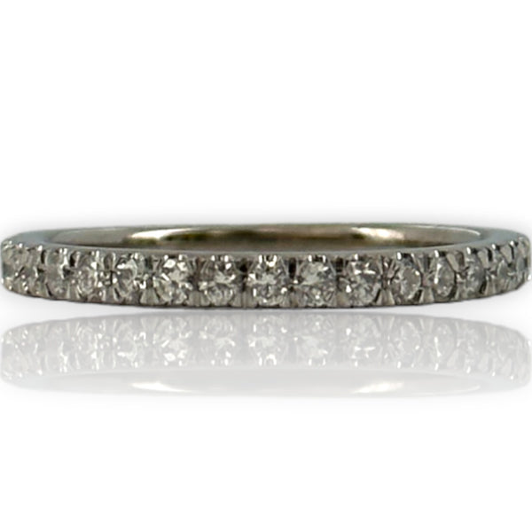 Vintage 18kt White Gold and Diamond 2mm Wedding Anniversary Band Size 5.5