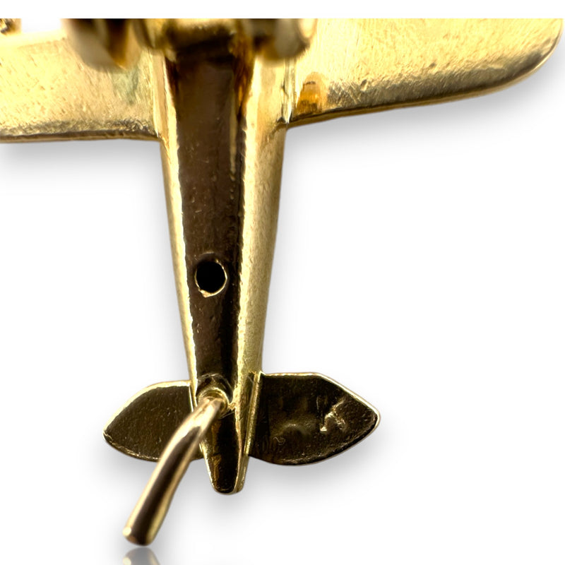 Vintage 14kt Solid Yellow Gold Moving Airplane Travel Dangle Charm for Necklace or Bracelet