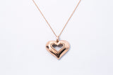 Diamond Pave Open Heart Charm 10K 417 Rose & White Gold Rope Necklace Pendant