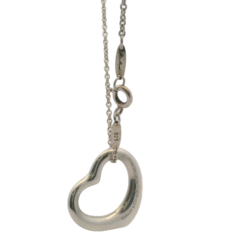 Tiffany & Co Elsa Peretti 925 Sterling Silver 22mm Open Heart Pendant On 16" Chain