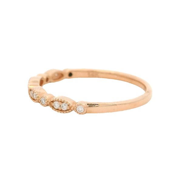 14kt Rose Gold and CZ Cubic Zirconia Fashion Milgrain Alternating Shapes Half Eternity Band