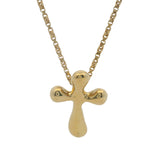 Vintage Solid 14kt Yellow Gold Puffy Liquid Cross Necklace with 18" Small Box Chain