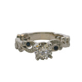 Kirk Kara Angelique Collection 14kt White Gold 1ct Natural Diamond Solitaire With Lace Sapphire and Diamond Band Size 8