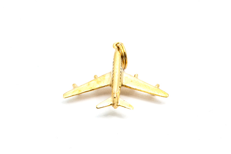 Airplane Jet Pilot 14k 585 Yellow Gold Charm Pendant