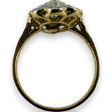 Antique 1900-1920 18kt Yellow and White Gold 2-Stone Old Mine Cut Diamond Dinner Ring with Diamond Chip Accents Size 6.5