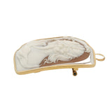Antique 1930-50s Solid 18kt Yellow Gold Frame Conch Shell 3D Hand Carved Cameo Pin/Pendant Signed By Designer