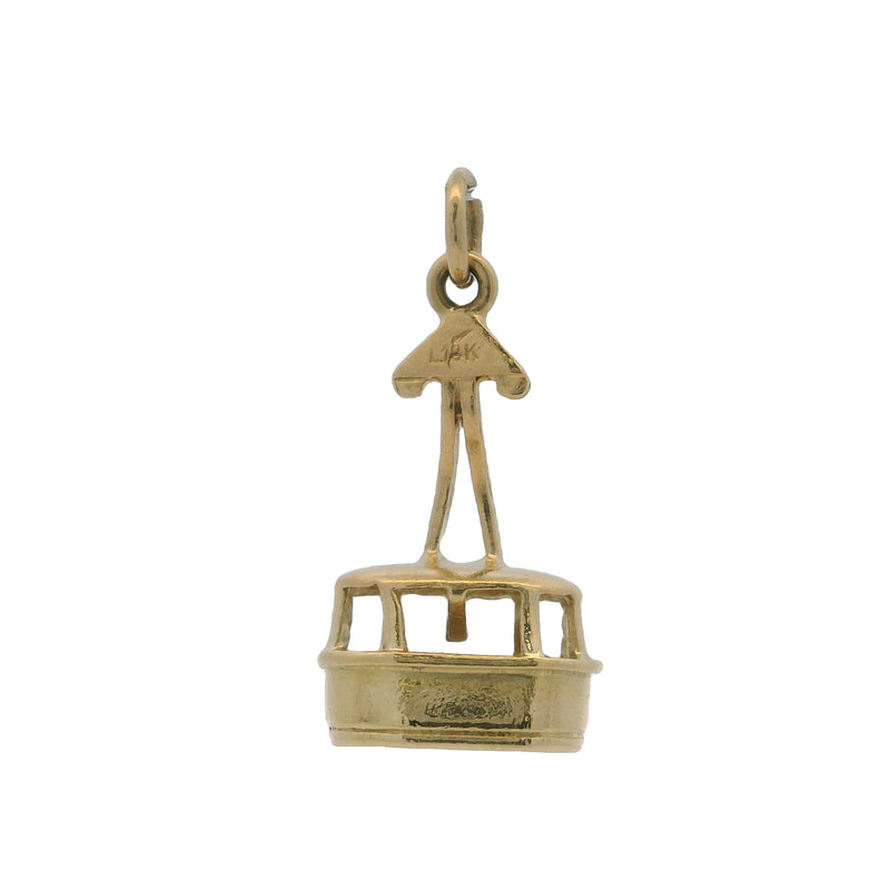 Dije colgante de oro amarillo macizo de 18 kt con forma de tranvía venezolano de gran tamaño