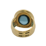Vintage Solid 18kt Yellow Gold and Cabochon Blue Topaz Cocktail Ring Size 5.5
