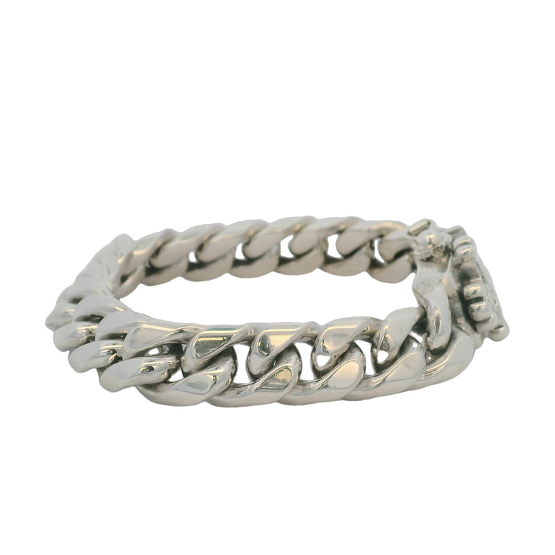 Versani 925 Sterling Silver 12mm 8" Medium Cuban Link Cross Detail Bracelet