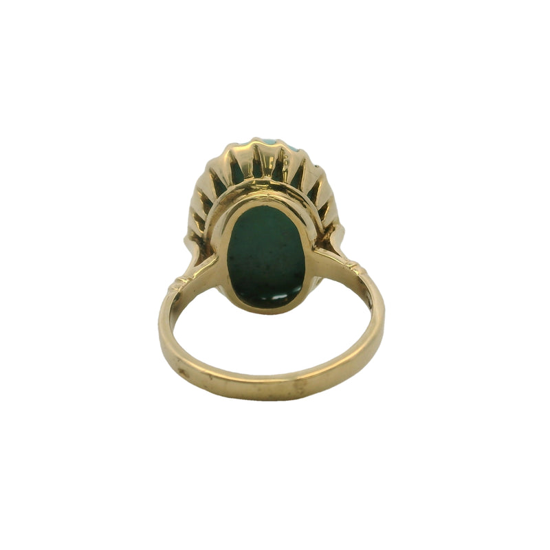 Late Victorian 18kt Yellow Gold Cabochon Turquoise Solitaire Ring Size 7.5