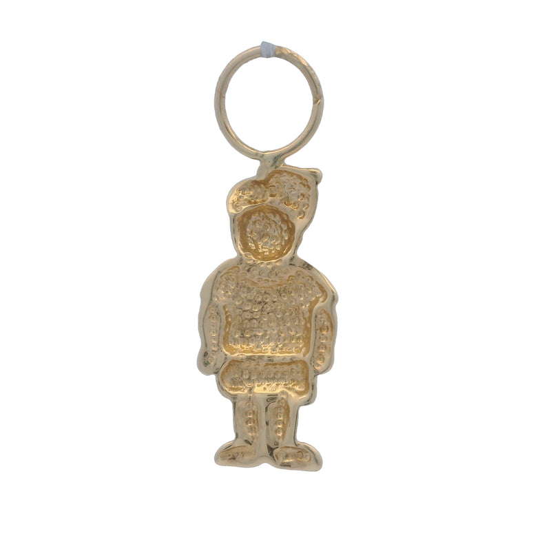 Vintage Solid 14kt Yellow Gold Boy Child in Baseball Cap Charm Pendant
