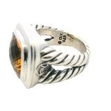 David Yurman Solid 925 Sterling Silver and Citrine Large Albion Ring Size 7