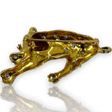 Vintage 1970-80s Solid 18kt Yellow Gold and White Diamond 28.8g Unique Tiger Brooch with Black Enamel Stripes