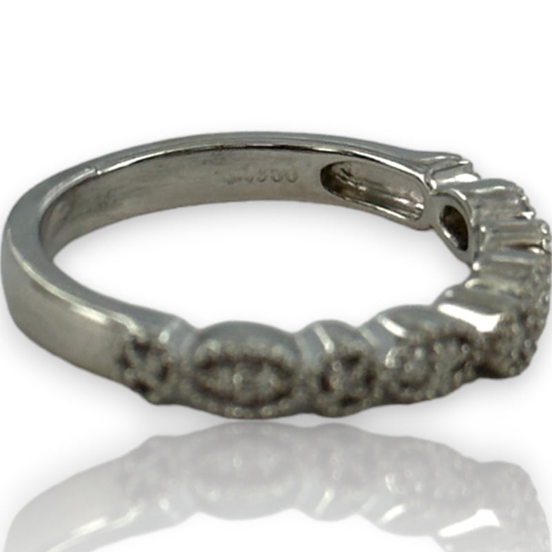 Zoara Platinum and Diamond Milgrain Round and Marquise Shapes Wedding Band