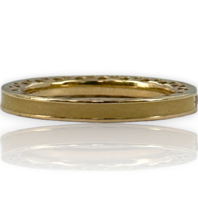 Pandora 14kt Yellow Gold CZ Cubic Zirconia and Enamel Stacking Ring