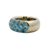 Vintage Italian Solid 18kt White Gold 3.47ct Blue Topaz 9mm Cluster Band Ring Size 6