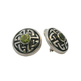 Deborah Armstrong 925 Sterling Silver and Peridot Celtic Knot 19.4mm Circle Clip Earrings