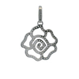 925 Sterling Silver and CZ Cubic Zirconia Rose Flower Pave Necklace Pendant