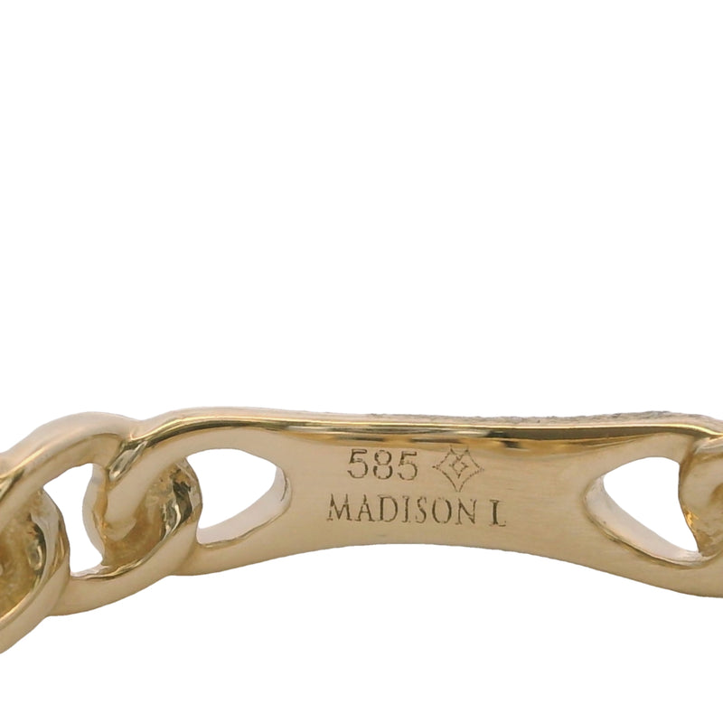 Madison L 14kt Yellow Gold Curb Link Style Ring with Diamond Anchor Link Center Size 6.5