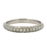 Solid 14kt White Gold and Diamond Cluster Pave Stackable 3mm Band Ring Size 6.5