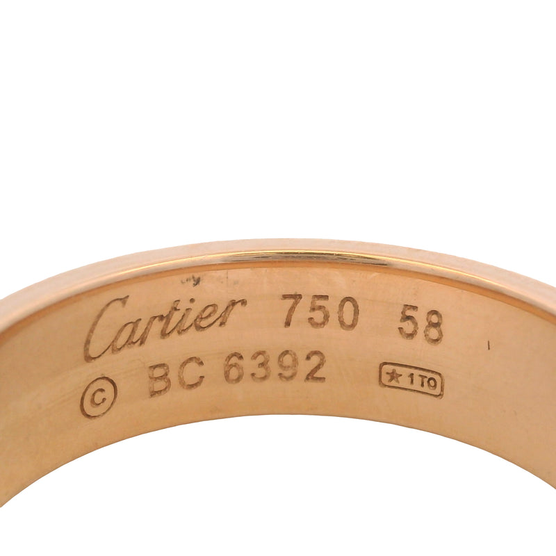 Cartier Solid 18k Rose Gold Love Screw Motif 6mm Wide Ring Size 8.5