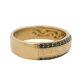 Neil Lane Solid 14kt Yellow Gold Scrollwork Black Diamond 6.4mm Men's Band Ring Size 10