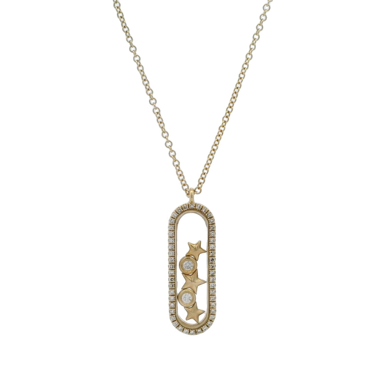 Shy Creation 14kt Yellow Gold Floating Diamonds Pendant With Diamond Halo 18-16"