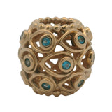 Pandora Rare Retired Solid 14kt Yellow Gold "Ocean's Treasures" Blue Topaz Charm