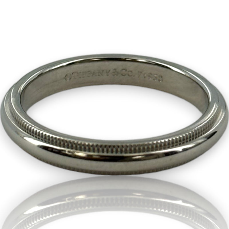 Tiffany & Co Together Collection Solid 950 Platinum Milgrain 3mm Band Wedding Engagement Ring Size 6.5