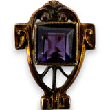 Antique Victorian 1890s 10kt Yellow Gold and Amethyst Stick Pin in Original Box Made in Germany