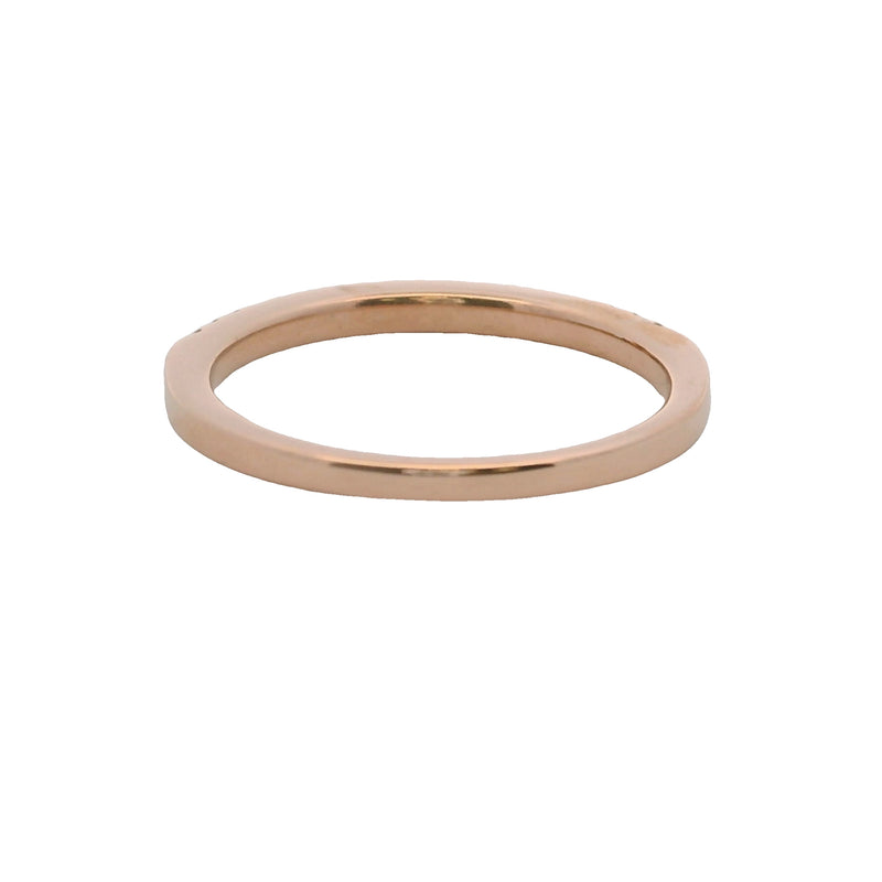 Solid 14kt Rose Gold and Diamond Line 2mm Wide Stackable Band Ring Size 7