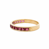 Solid 14kt Yellow Gold and Natural Ruby Half-Eternity Channel-Set 3mm Stacking Band Size 5.5